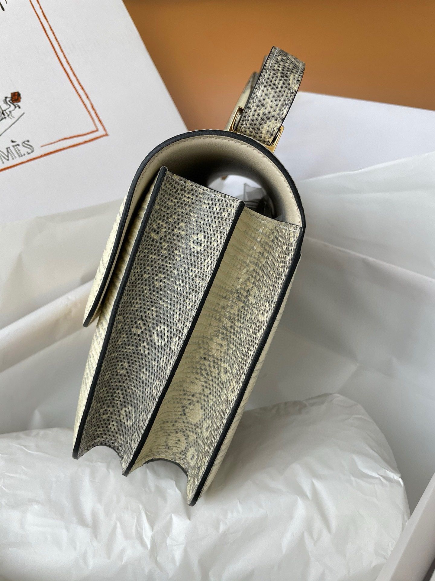 Hermes Constance 24 Handmade Bag in Ombre Natural Lizard Skin - Image 4