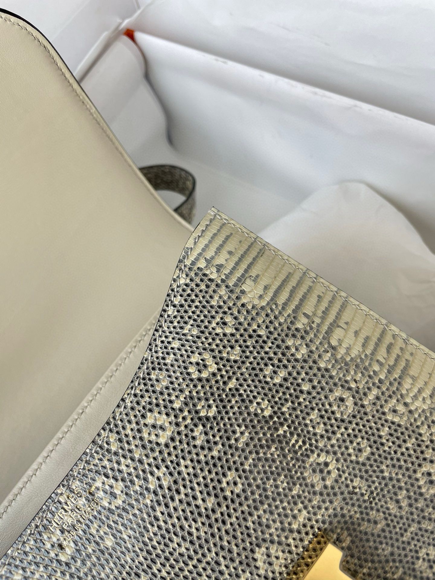 Hermes Constance 24 Handmade Bag in Ombre Natural Lizard Skin - Image 10