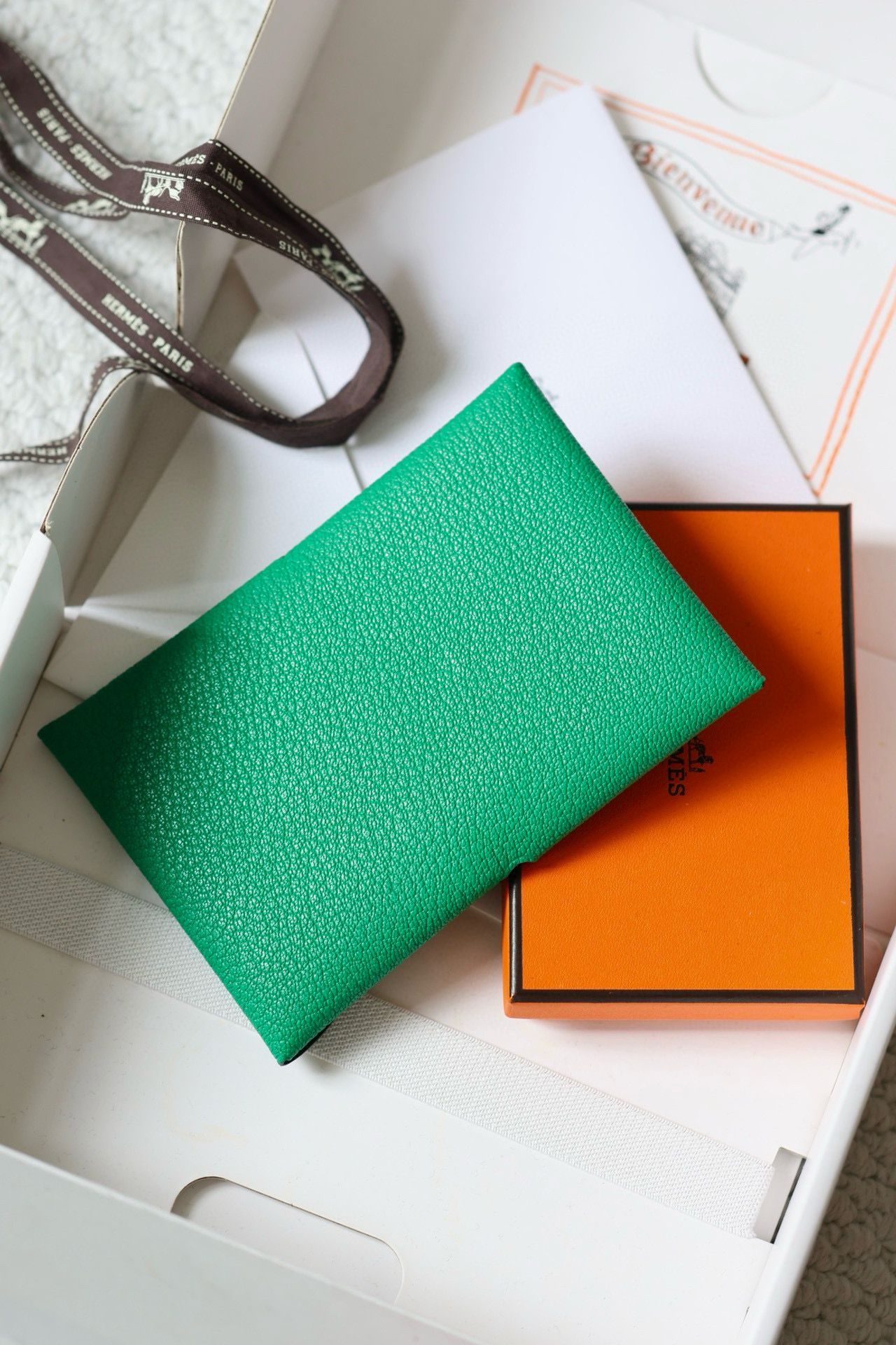 Hermes Calvi Duo Verso Card Holder in Menthe Mysore Goatskin - Image 6