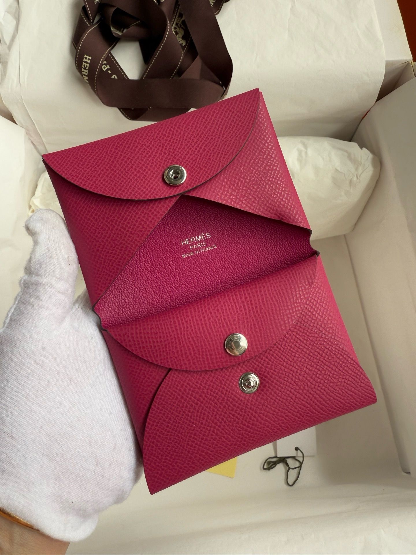 Hermes Calvi Duo Card Holder in Rose Purple Epsom Calfskin - Image 3