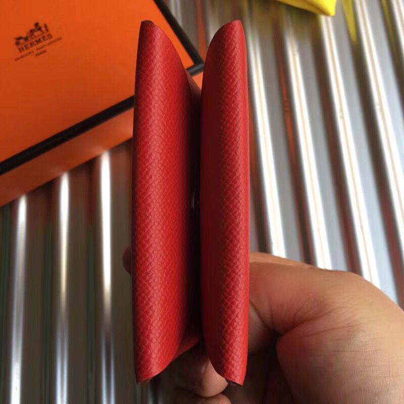 Hermes Calvi Card Holder In Red Epsom Leather - Image 3