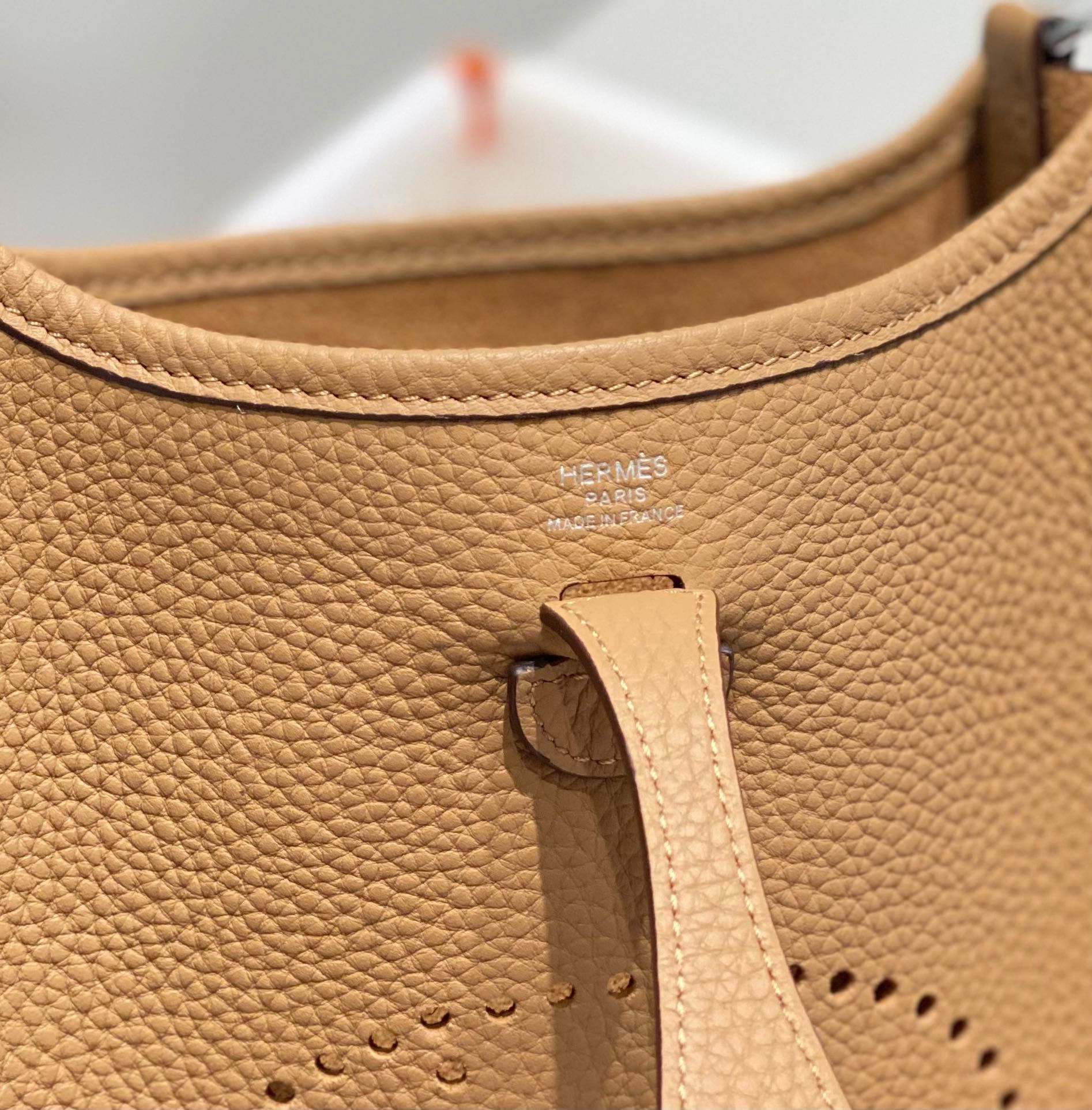 Hermes Evelyne III TPM Bag In Chai Clemence Leather - Image 9
