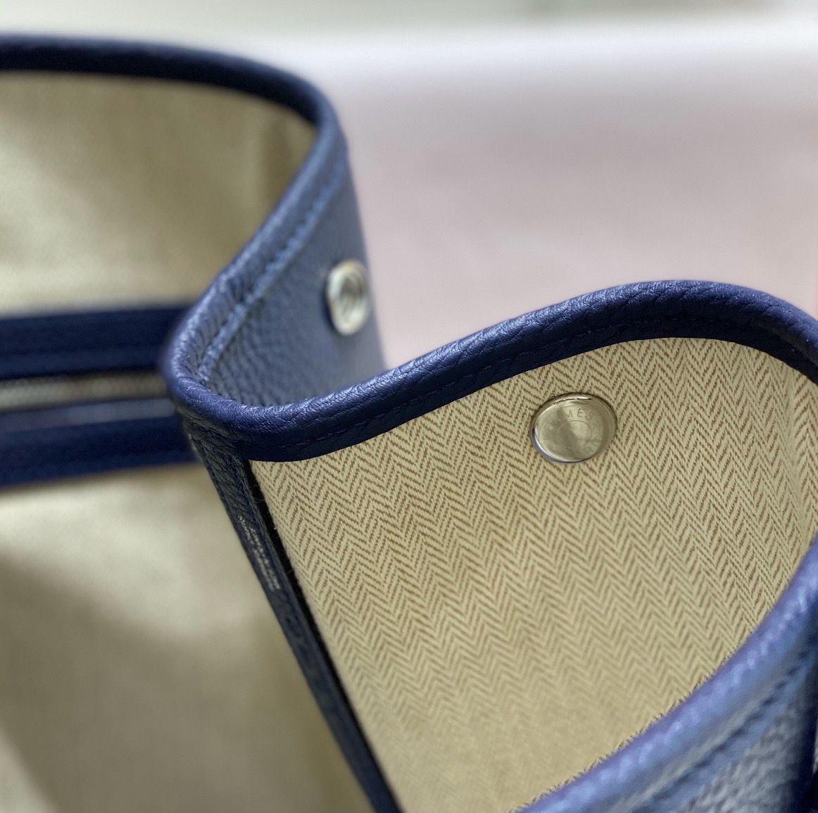 Hermes Garden Party 36 Bag In Blue Saphir Clemence Leather - Image 10