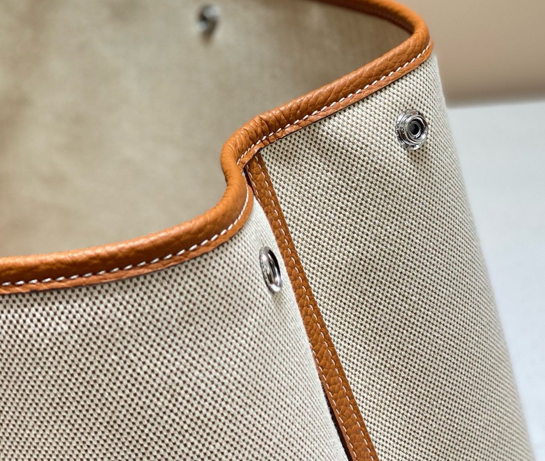 Hermes Garden Party 36cm Bag in Toile and Gold Leather - Image 8