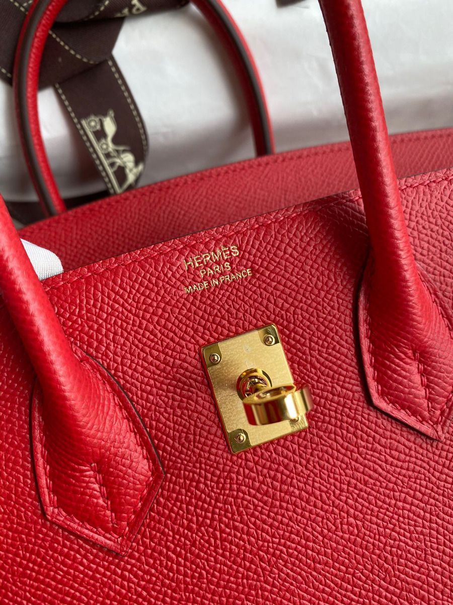 Hermes Birkin 25 Handmade Bag In Red Epsom Calfskin - Image 7