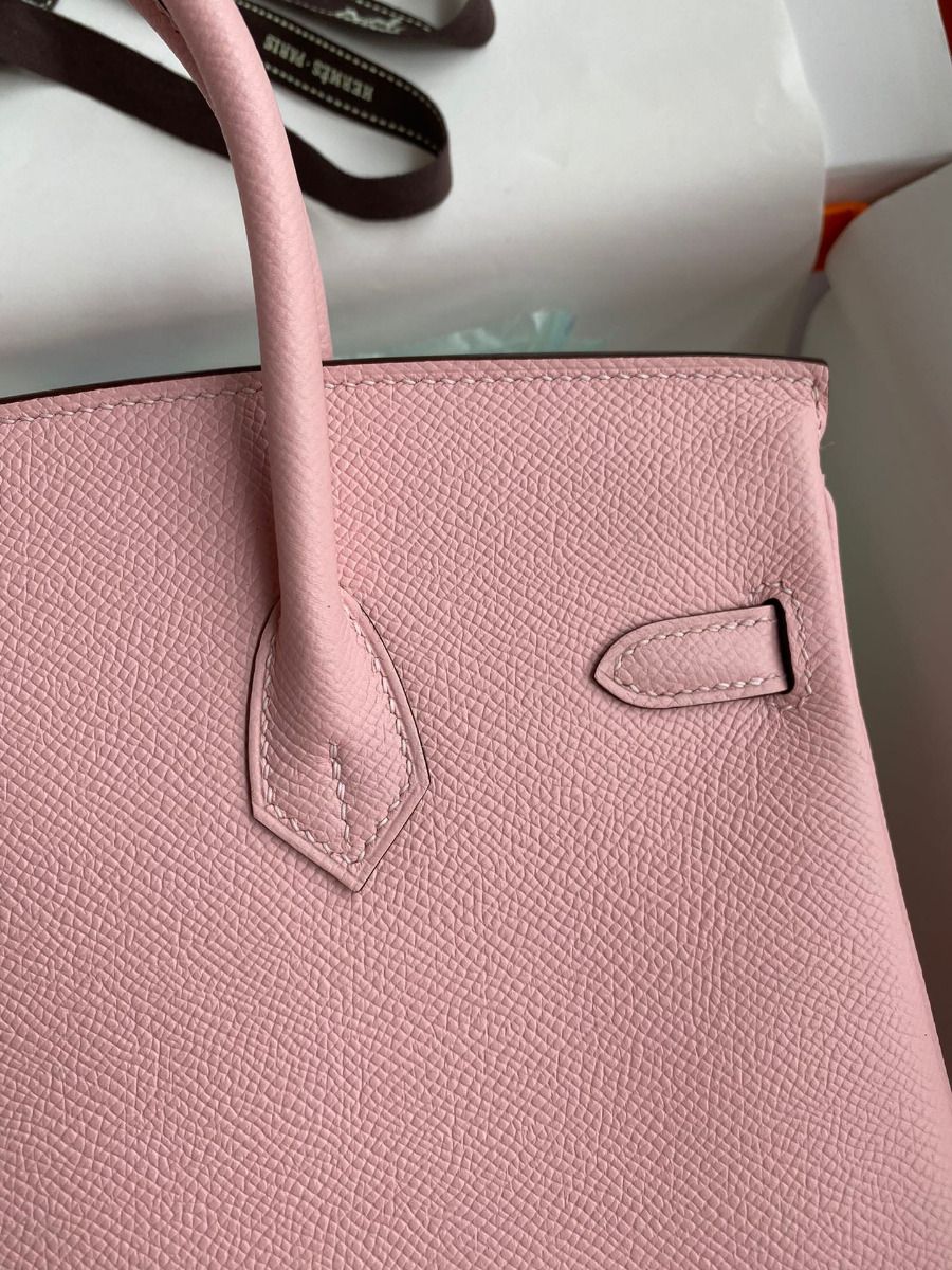 Hermes Birkin 25 Retourne Handmade Bag In Rose Sakura Epsom Calfskin - Image 5