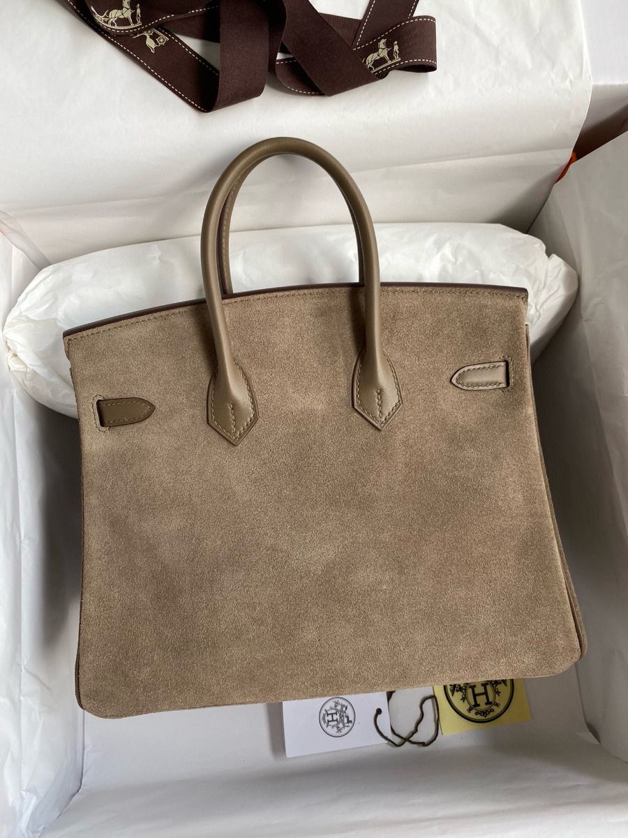 Hermes Birkin 25 Grizzly Bag in Taupe Veau Doblis and Swift Leather - Image 3