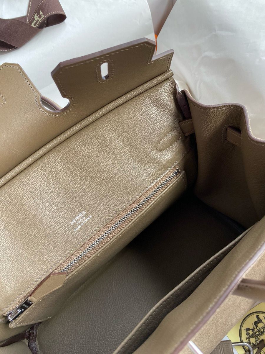 Hermes Birkin 25 Grizzly Bag in Taupe Veau Doblis and Swift Leather - Image 8