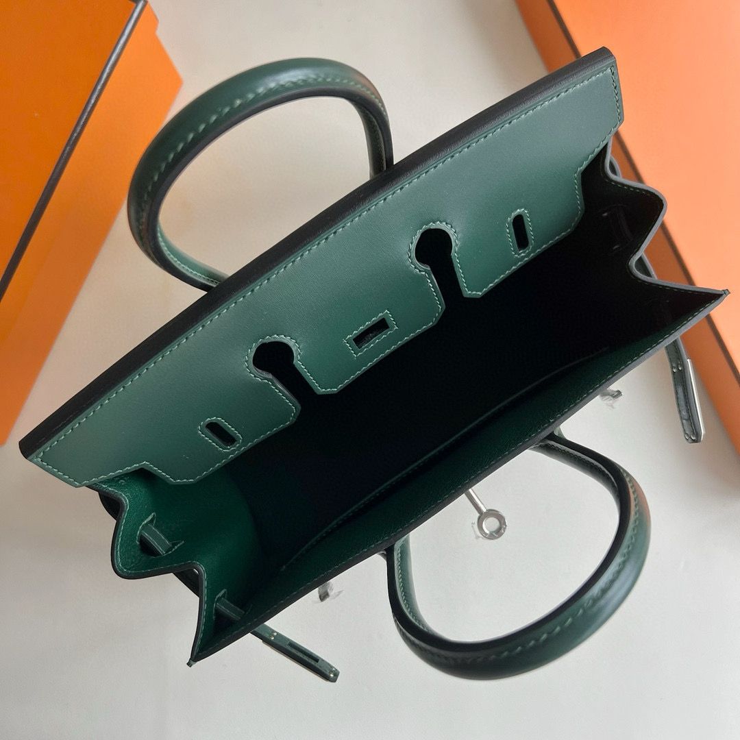 Hermes Birkin 25 Sellier Handmade Bag in Vert Fonce Box Calfskin - Image 5