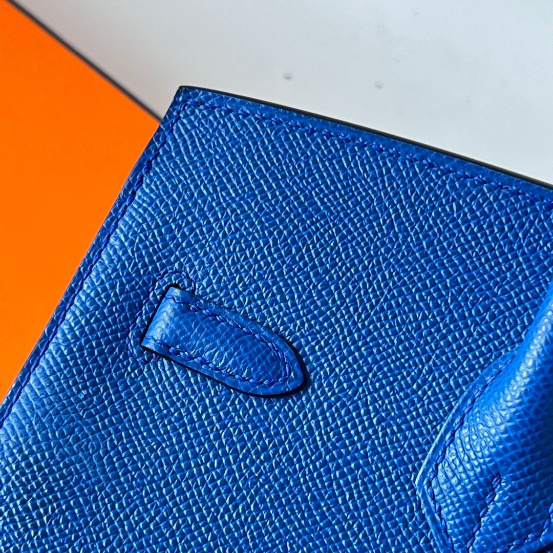 Hermes Birkin 25 Sellier Handmade Bag In Blue France Epsom Calfskin - Image 7