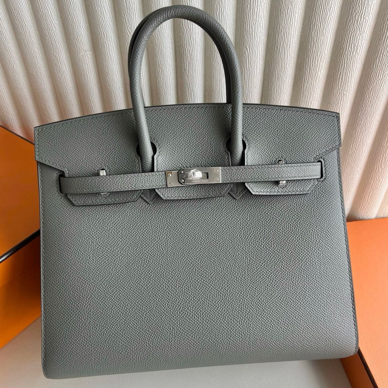 Hermes Birkin 25 Sellier Handmade Bag in Gris Meyer Epsom Calfskin