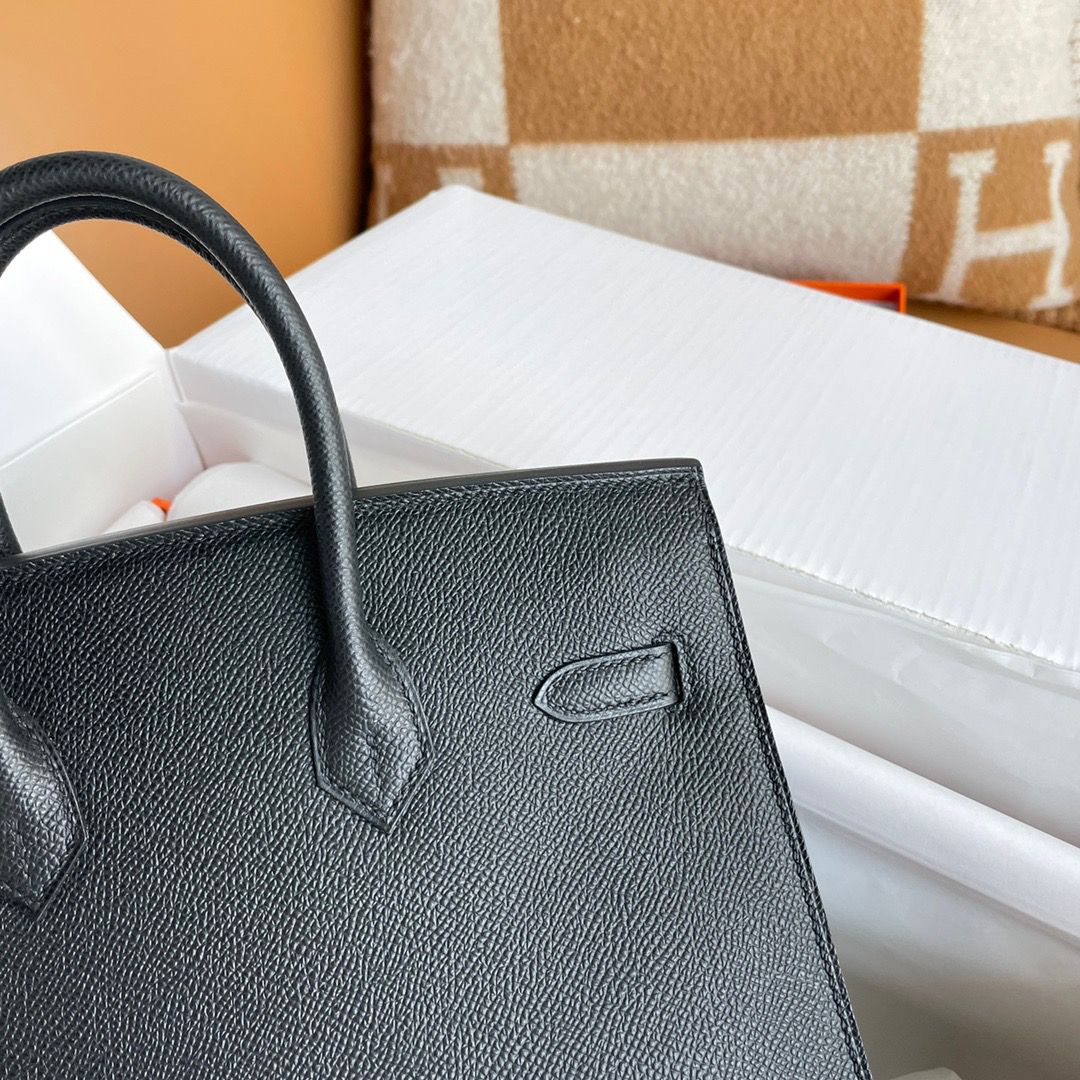 Hermes Birkin 25 Sellier Handmade Bag In Black Epsom Calfskin - Image 7