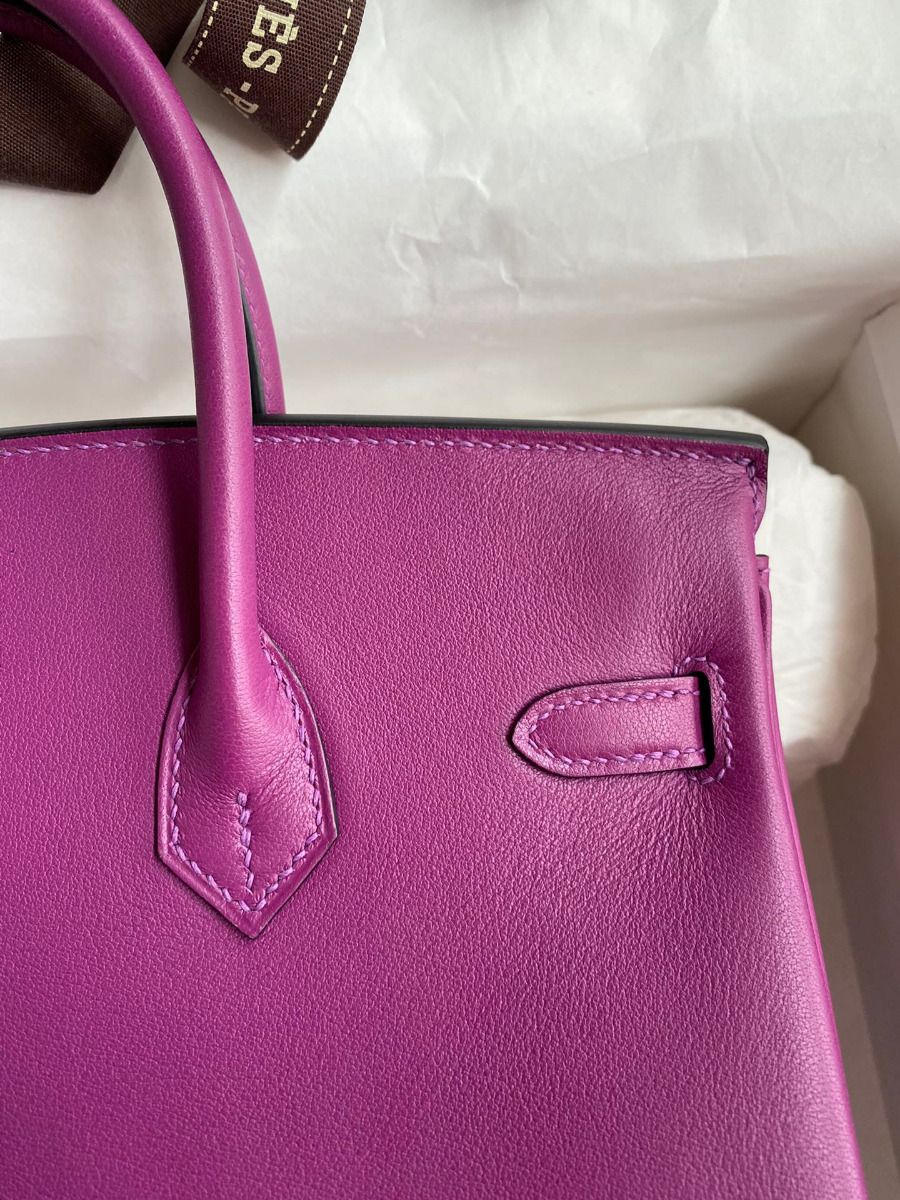Hermes Birkin 25 Retourne Handmade Bag In Anemone Swift Calfskin - Image 5