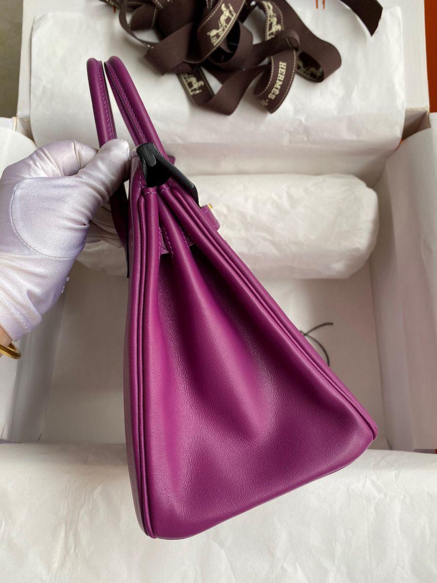 Hermes Birkin 25 Retourne Handmade Bag In Anemone Swift Calfskin - Image 6