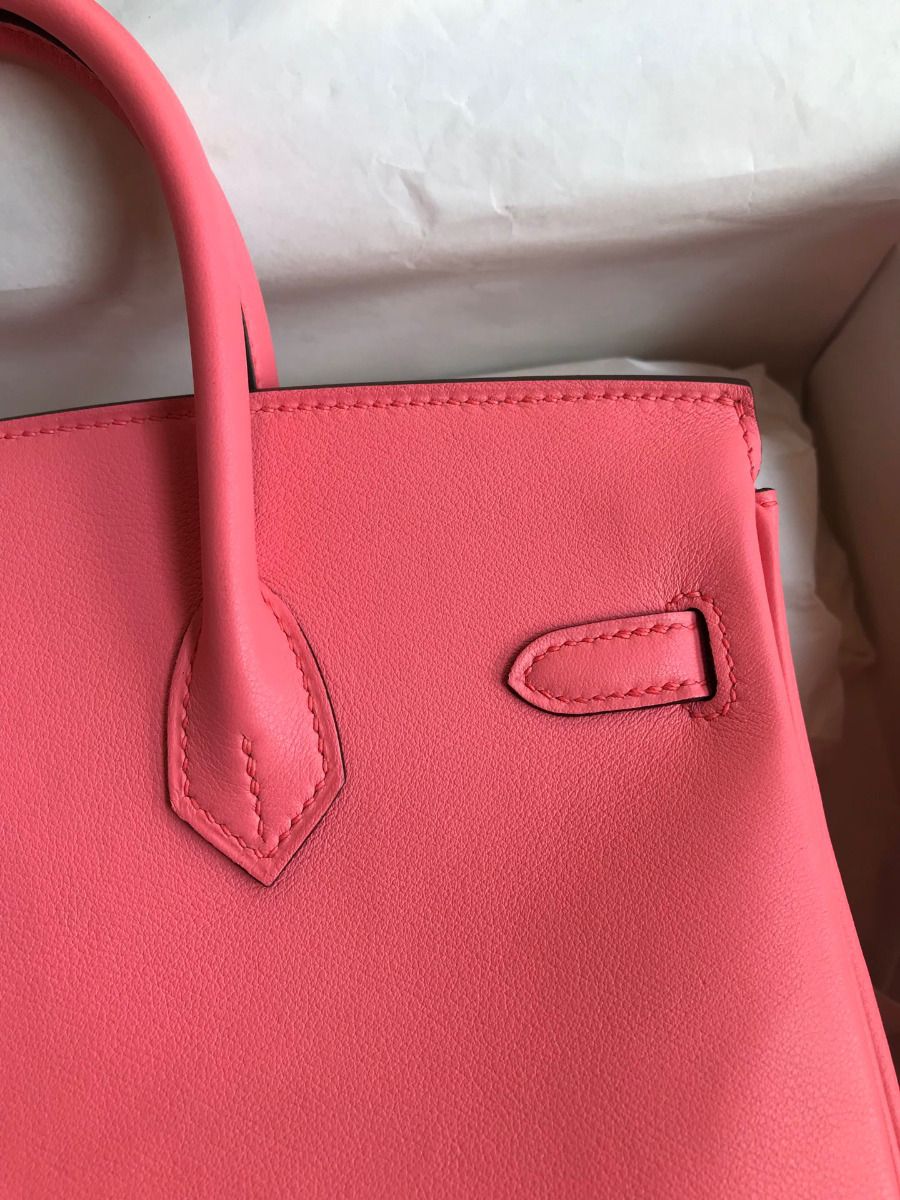 Hermes Birkin 25 Retourne Handmade Bag In Rose Lipstick Swift Calfskin - Image 5