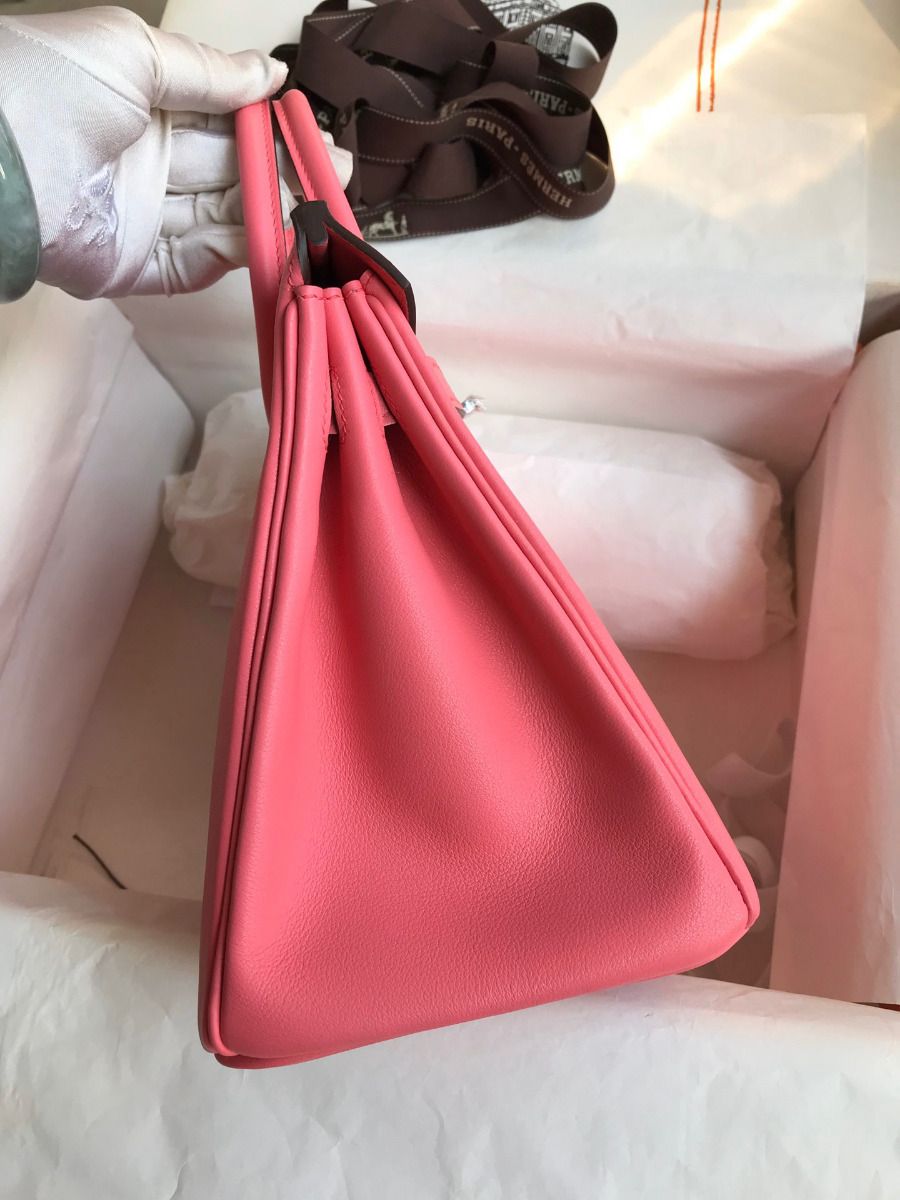 Hermes Birkin 25 Retourne Handmade Bag In Rose Lipstick Swift Calfskin - Image 6