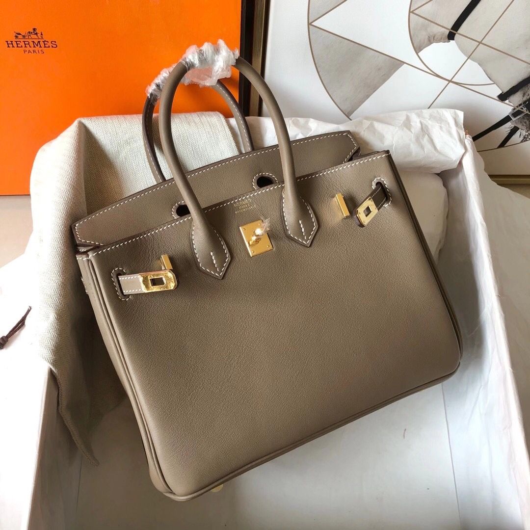 Hermes Birkin 25 Handmade Bag In Taupe Swift Leather - Image 4