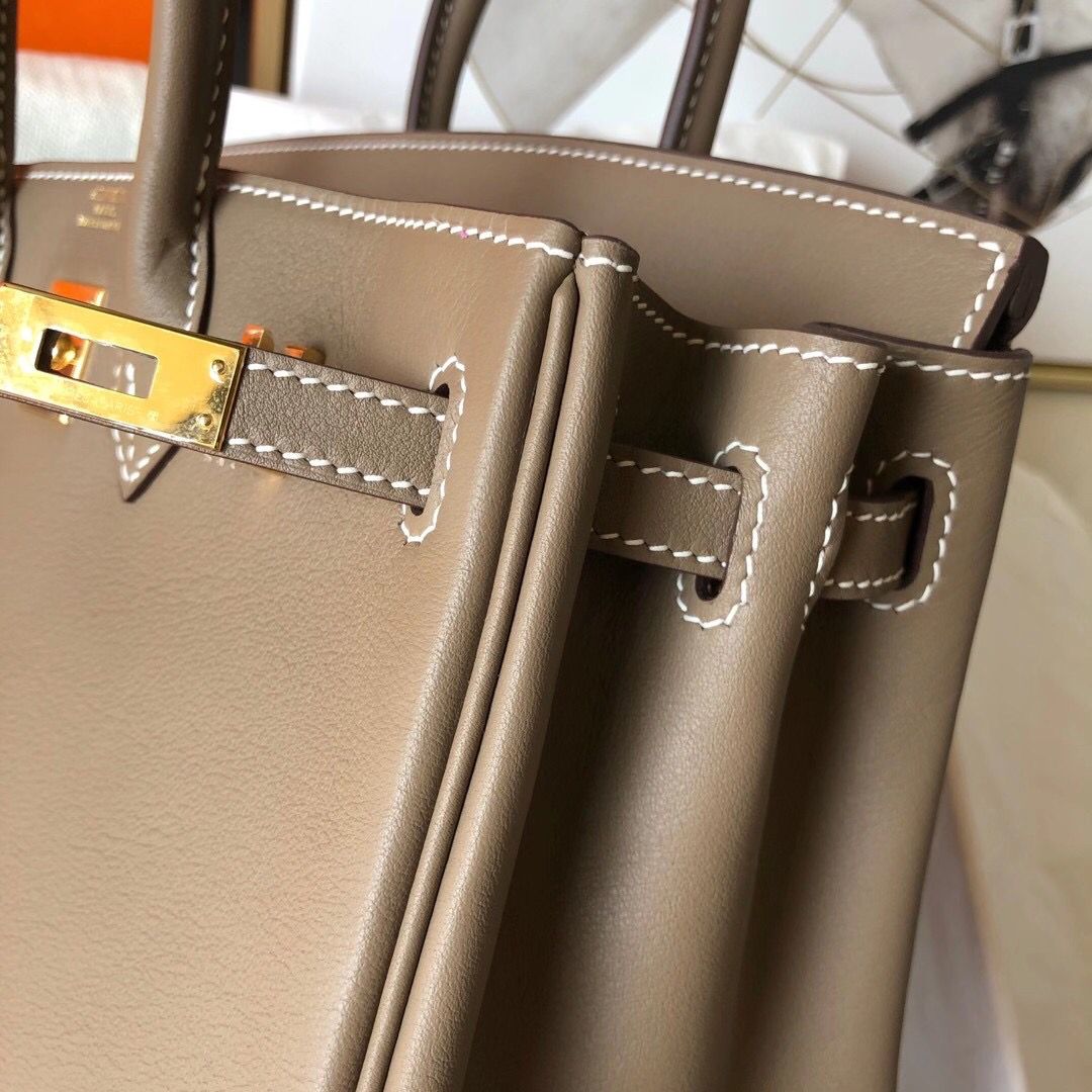 Hermes Birkin 25 Handmade Bag In Taupe Swift Leather - Image 7