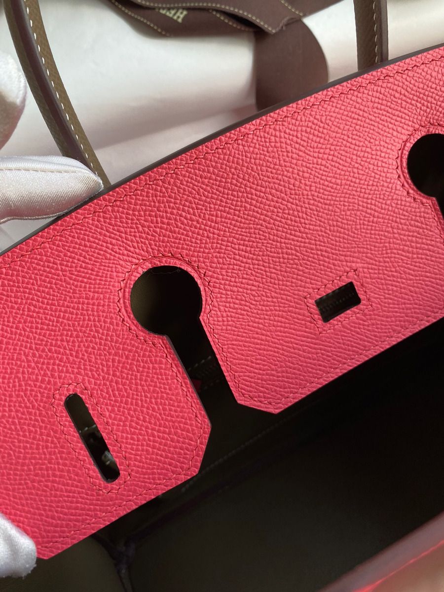 Hermes HSS Birkin 30 Bicolor Bag in Rose Lipstick and Taupe Epsom Calfskin - Image 9