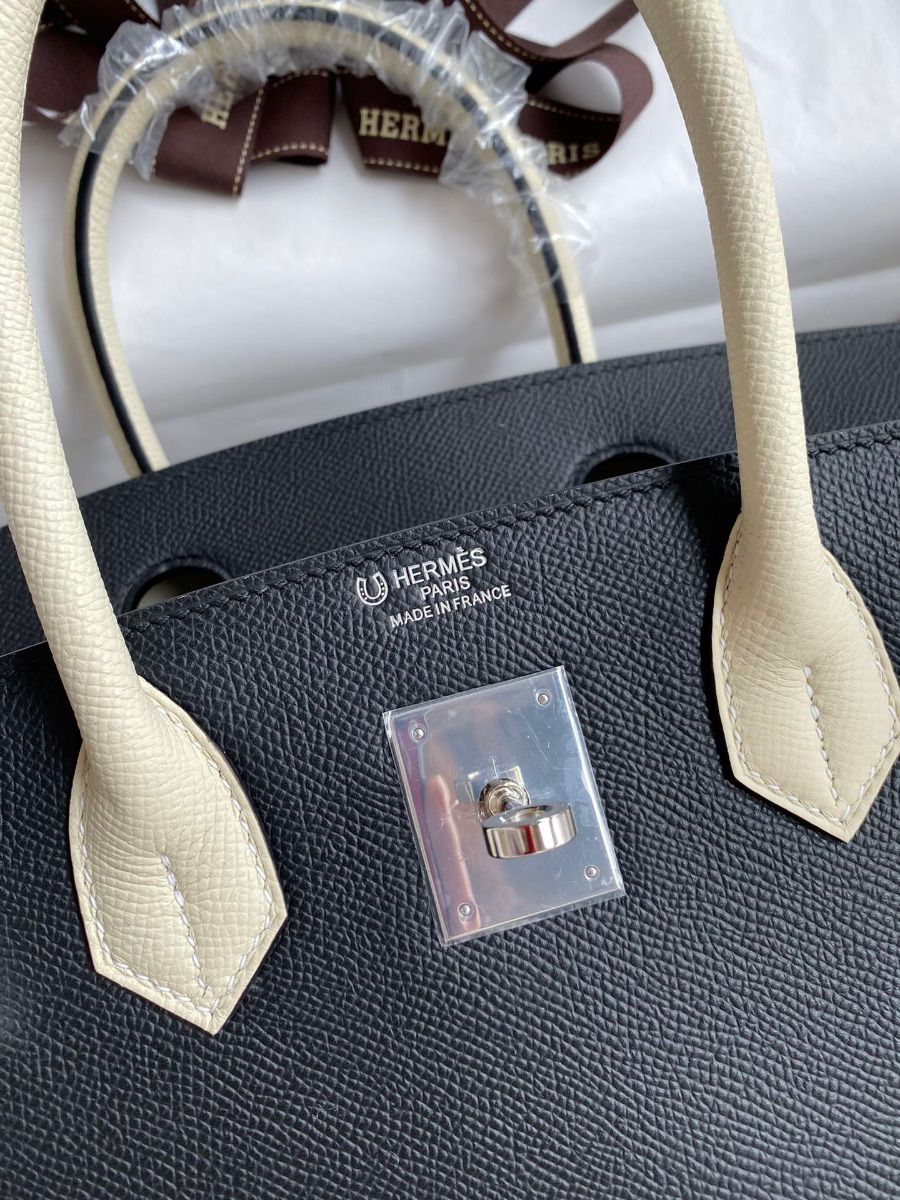 Hermes HSS Birkin 30 Bicolor Bag in Black and Craie Epsom Calfskin - Image 8