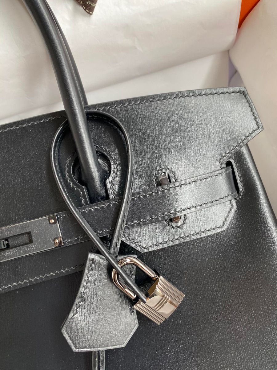 Hermes Birkin 30 Retourne Handmade Bag In Black Box Calfskin - Image 5