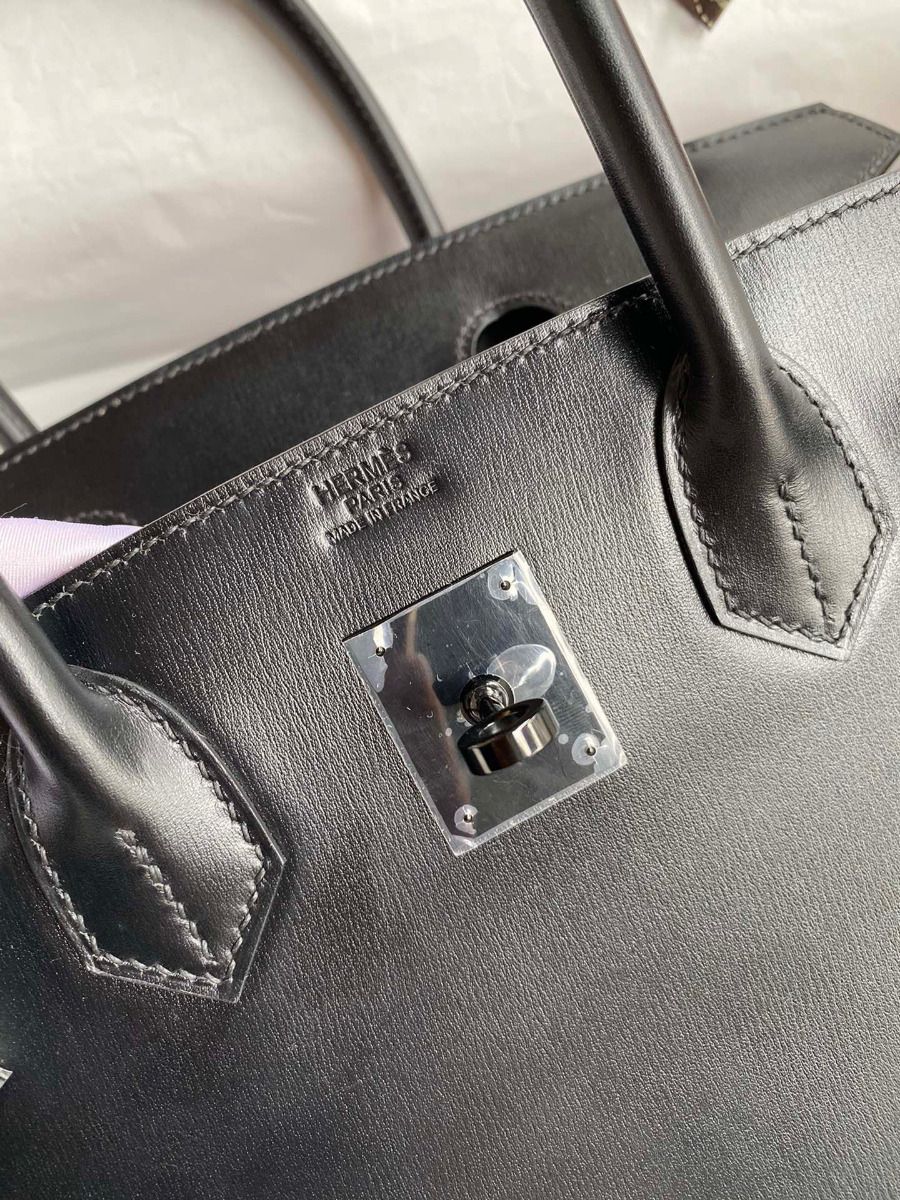 Hermes Birkin 30 Retourne Handmade Bag In Black Box Calfskin - Image 8