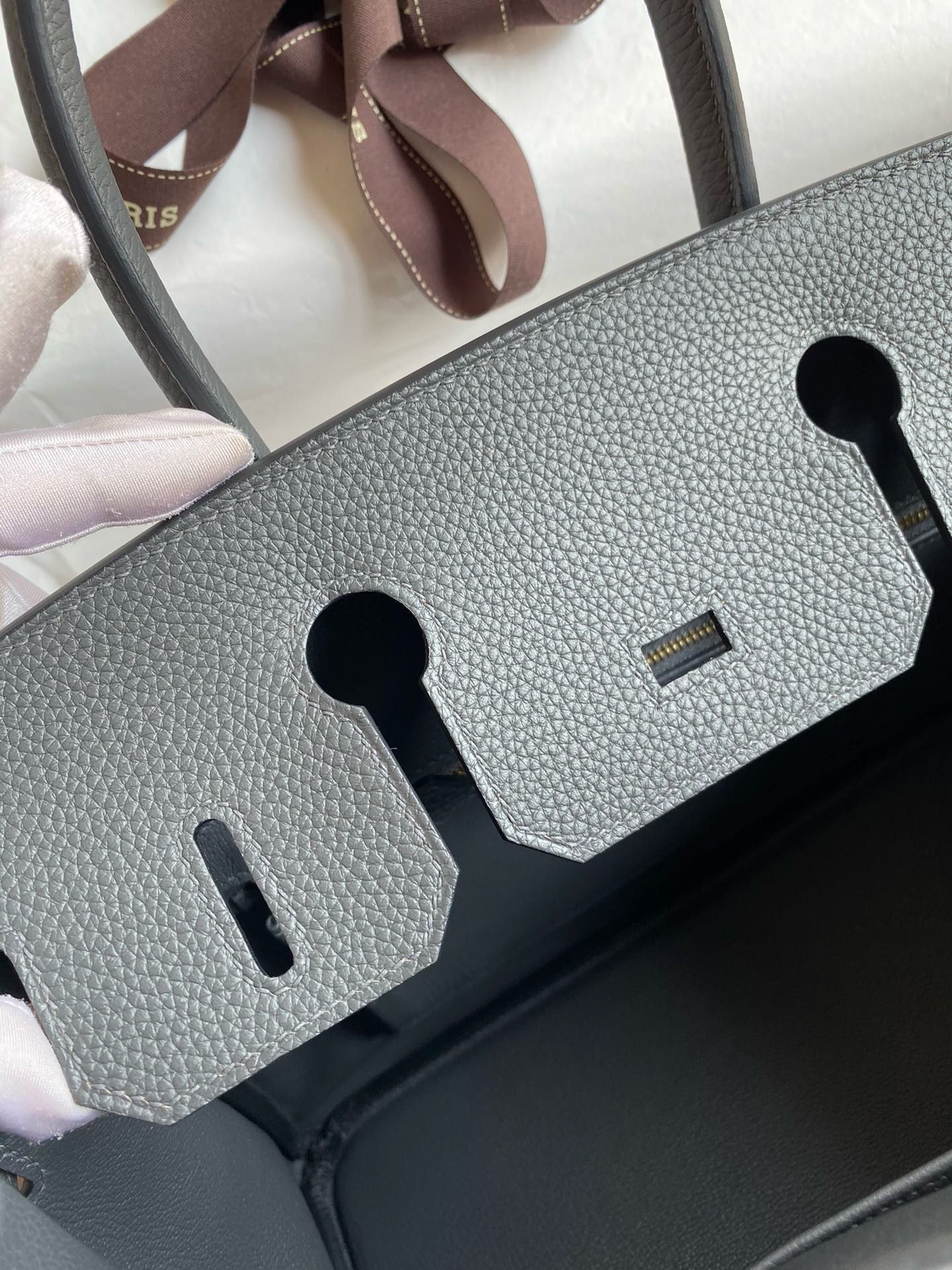 Hermes Birkin 30 Retourne Handmade Bag In Ardoise Clemence Leather - Image 9