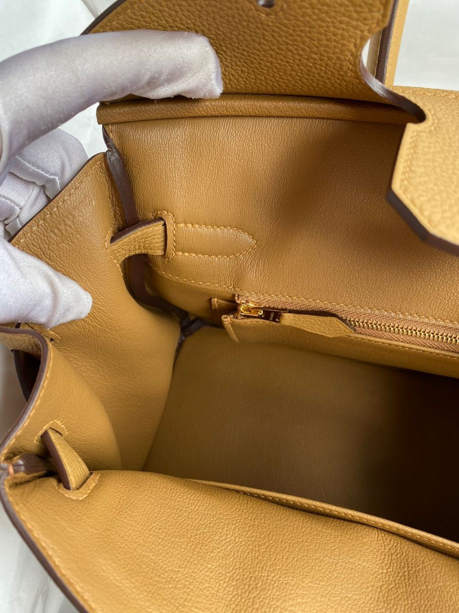 Hermes Birkin 30 Retourne Handmade Bag In Biscuit Clemence Leather - Image 10