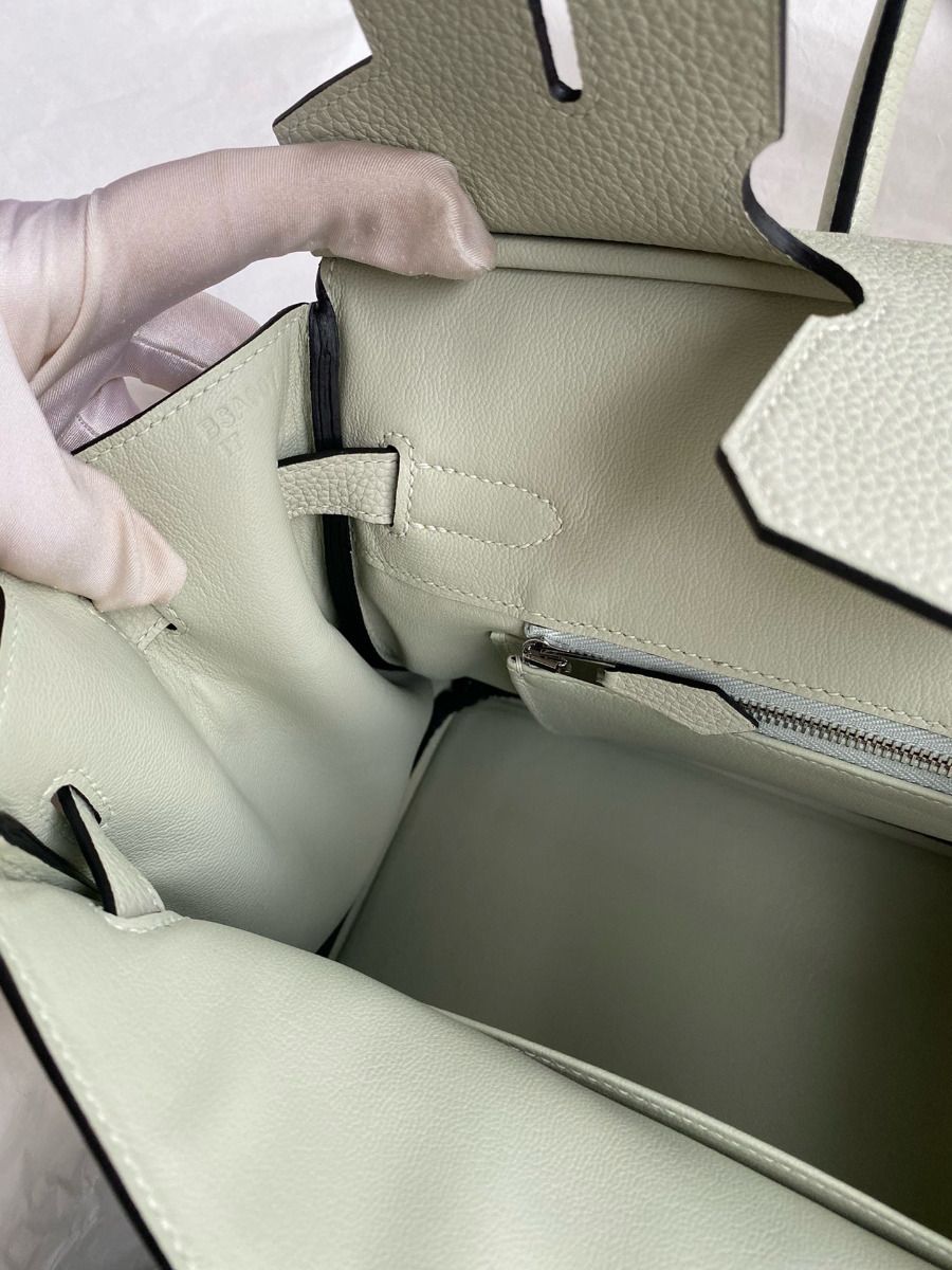 Hermes Birkin 30 Retourne Handmade Bag In Gris Neve Clemence Leather - Image 10