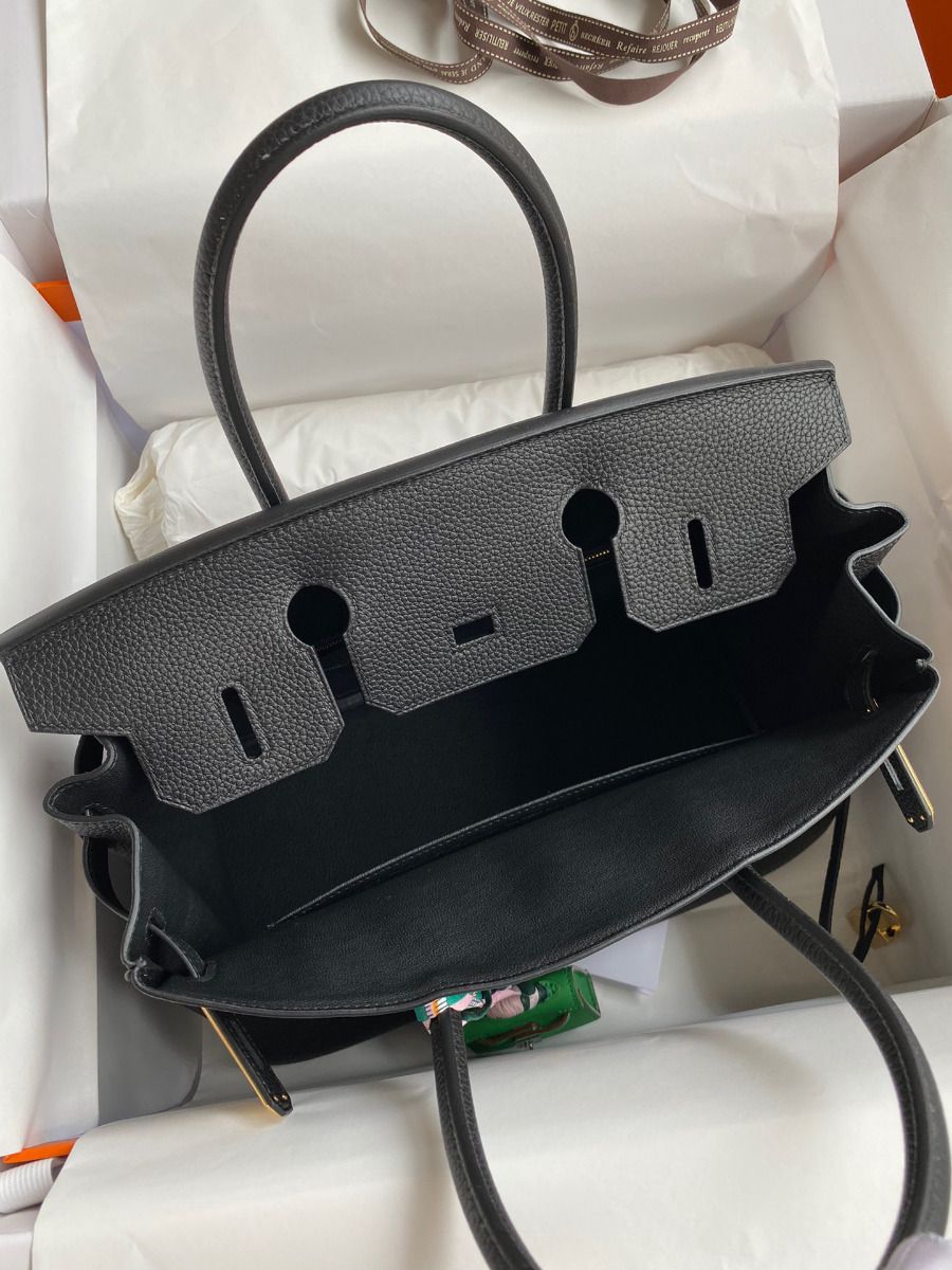 Hermes Birkin 30 Retourne Handmade Bag In Black Clemence Leather - Image 7