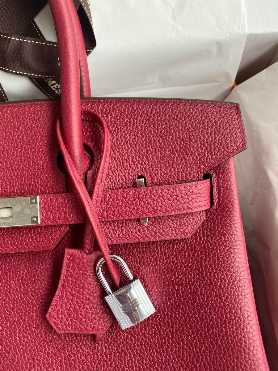 Hermes Birkin 30 Retourne Handmade Bag In Rouge Grenat Clemence Leather - Image 4