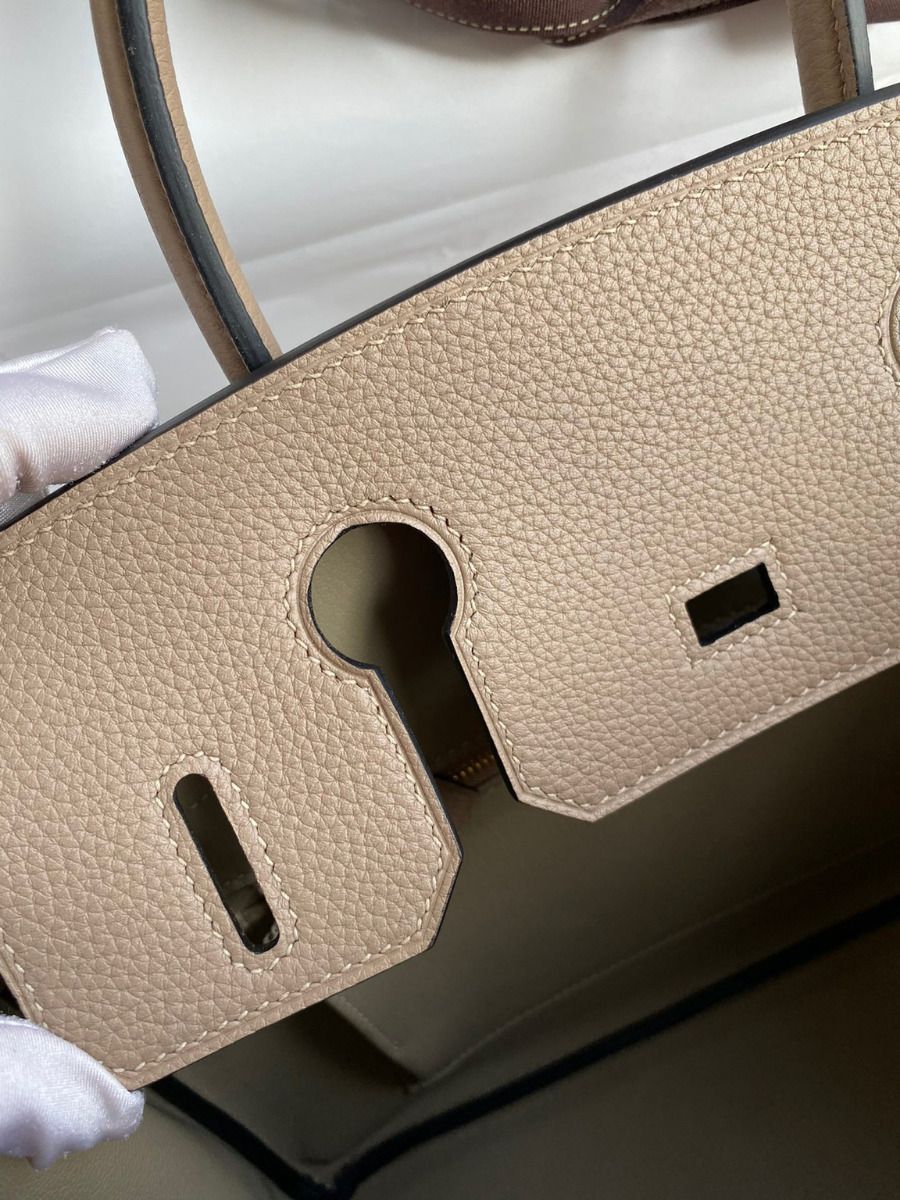 Hermes Birkin 30 Retourne Handmade Bag In Trench Clemence Leather - Image 8