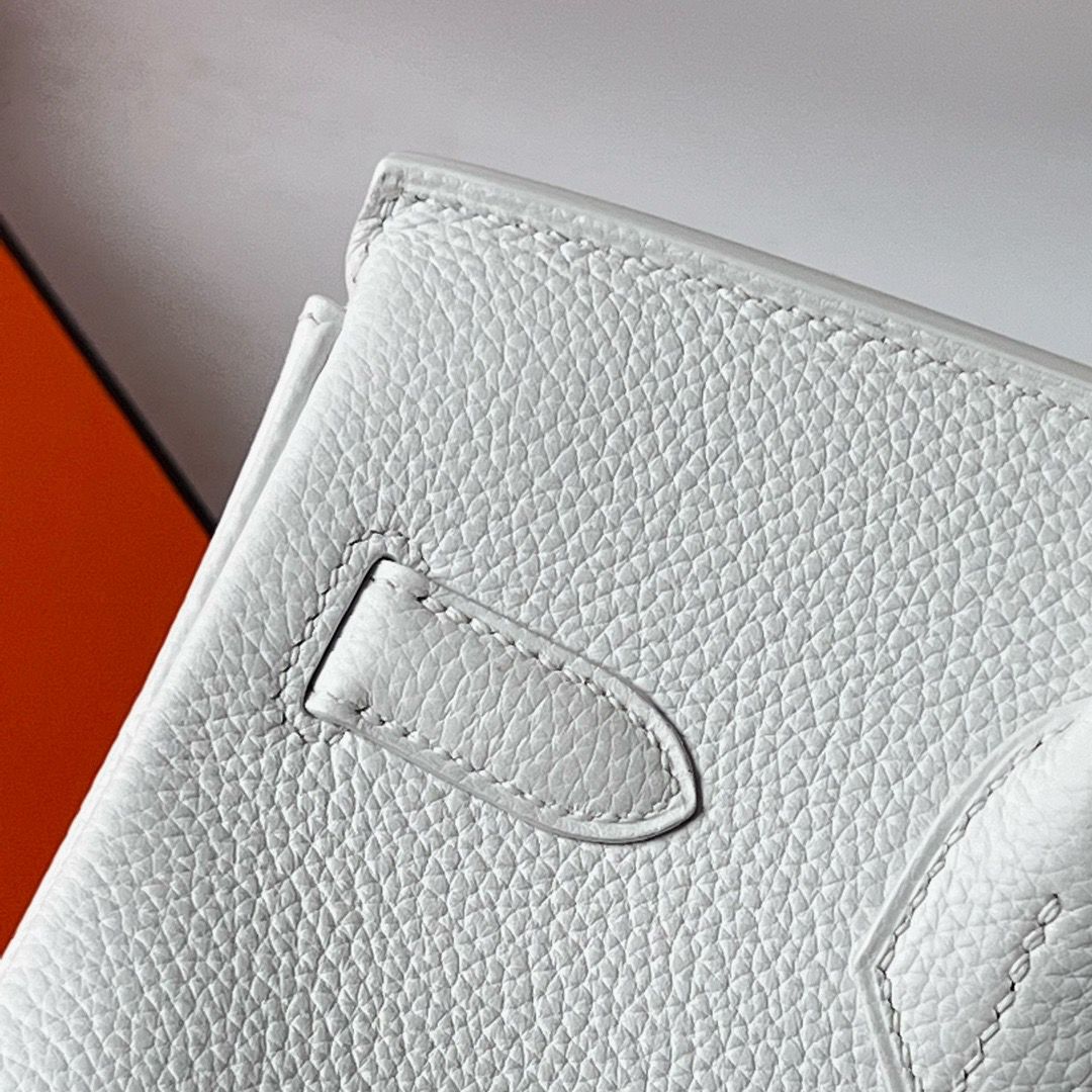 Hermes Birkin 30 Retourne Handmade Bag In White Clemence Leather - Image 7
