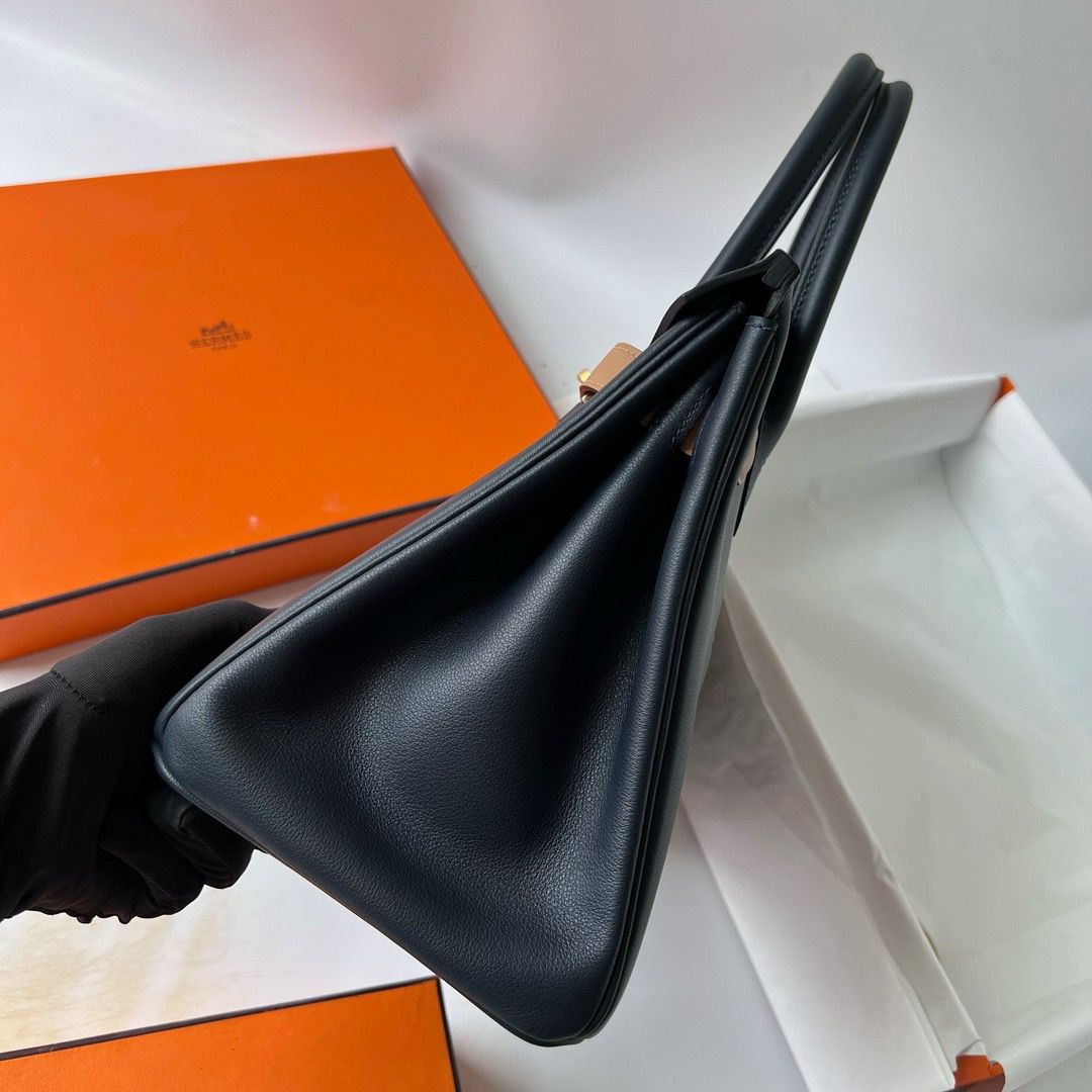 Hermes Colormatic Birkin 30 Bag in Blue Nuit, Black and Chai Swift Leather - Image 5