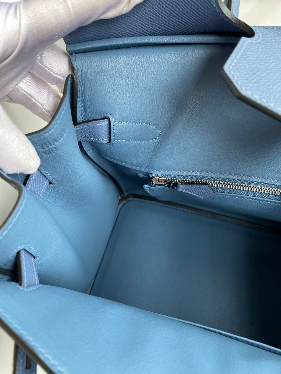 Hermes Birkin 30 Retourne Handmade Bag in Blue Agate Epsom Calfskin - Image 8