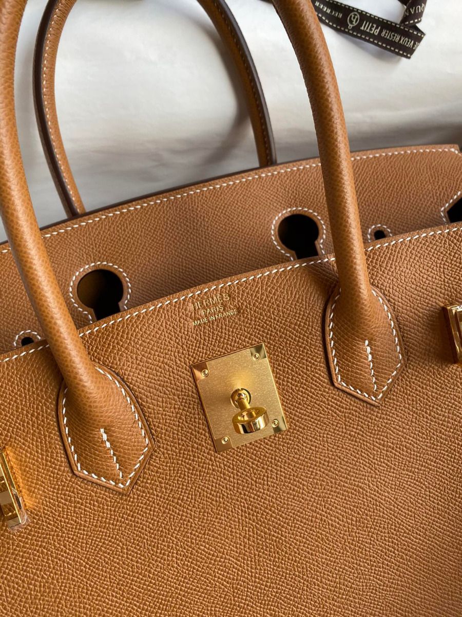 Hermes Birkin 30 Retourne Handmade Bag In Gold Epsom Calfskin - Image 7
