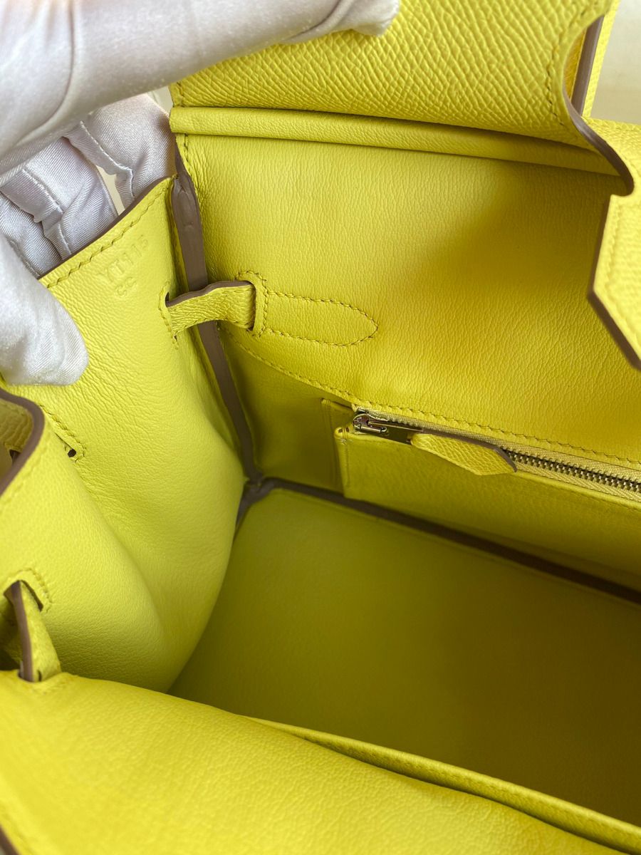 Hermes Birkin 30 Retourne Handmade Bag In Lime Epsom Calfskin - Image 9
