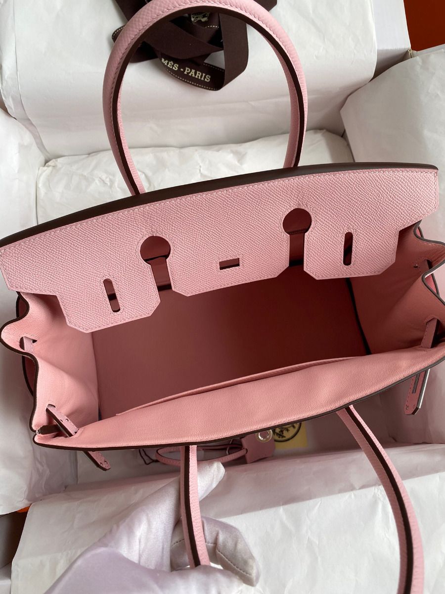 Hermes Birkin 30 Retourne Handmade Bag In Rose Sakura Epsom Calfskin - Image 8