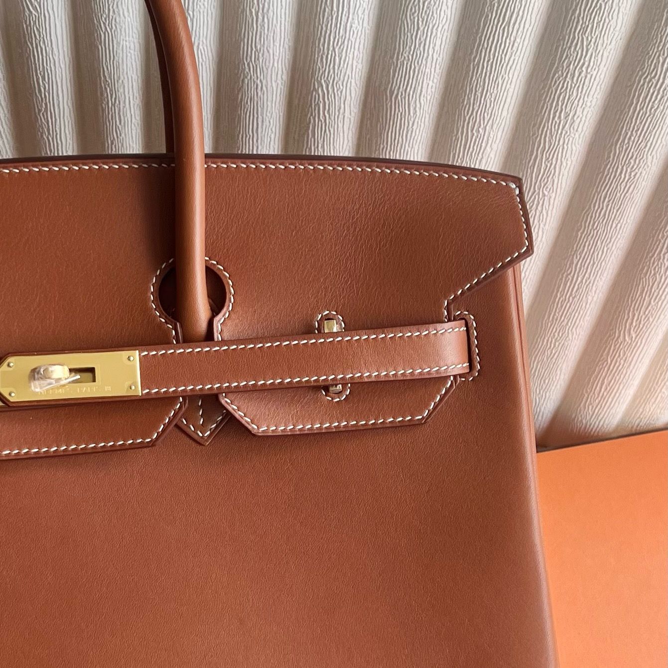 Hermes Birkin 35 Retourne Handmade Bag in Barenia Calfskin