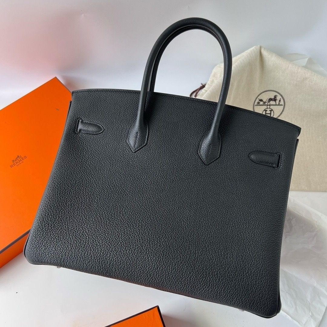 Hermes Birkin 35 Retourne Handmade Bag in Black Clemence Leather - Image 3
