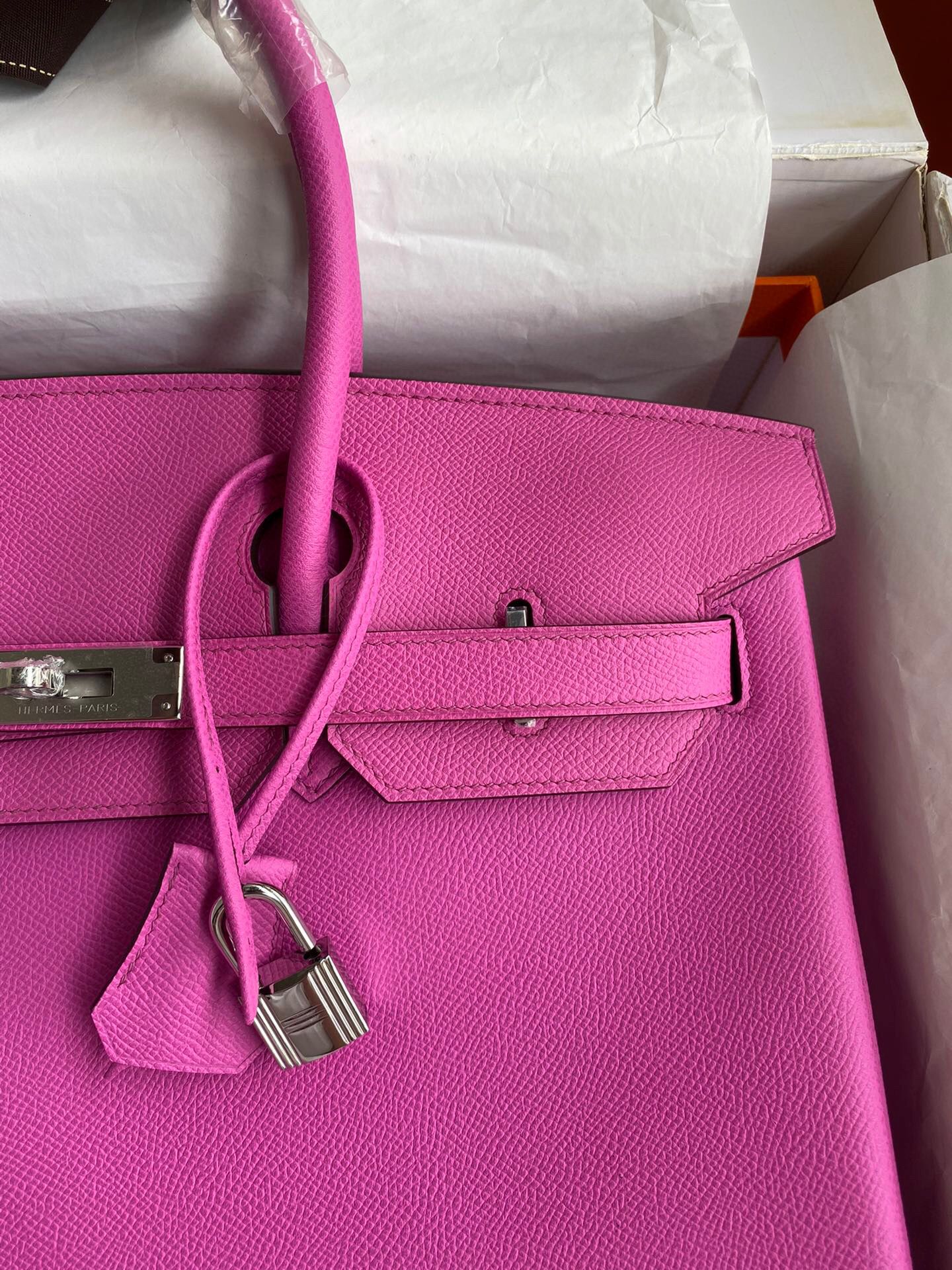 Hermes Birkin 35 Retourne Handmade Bag in Rose Magnolia Epsom Calfskin - Image 4