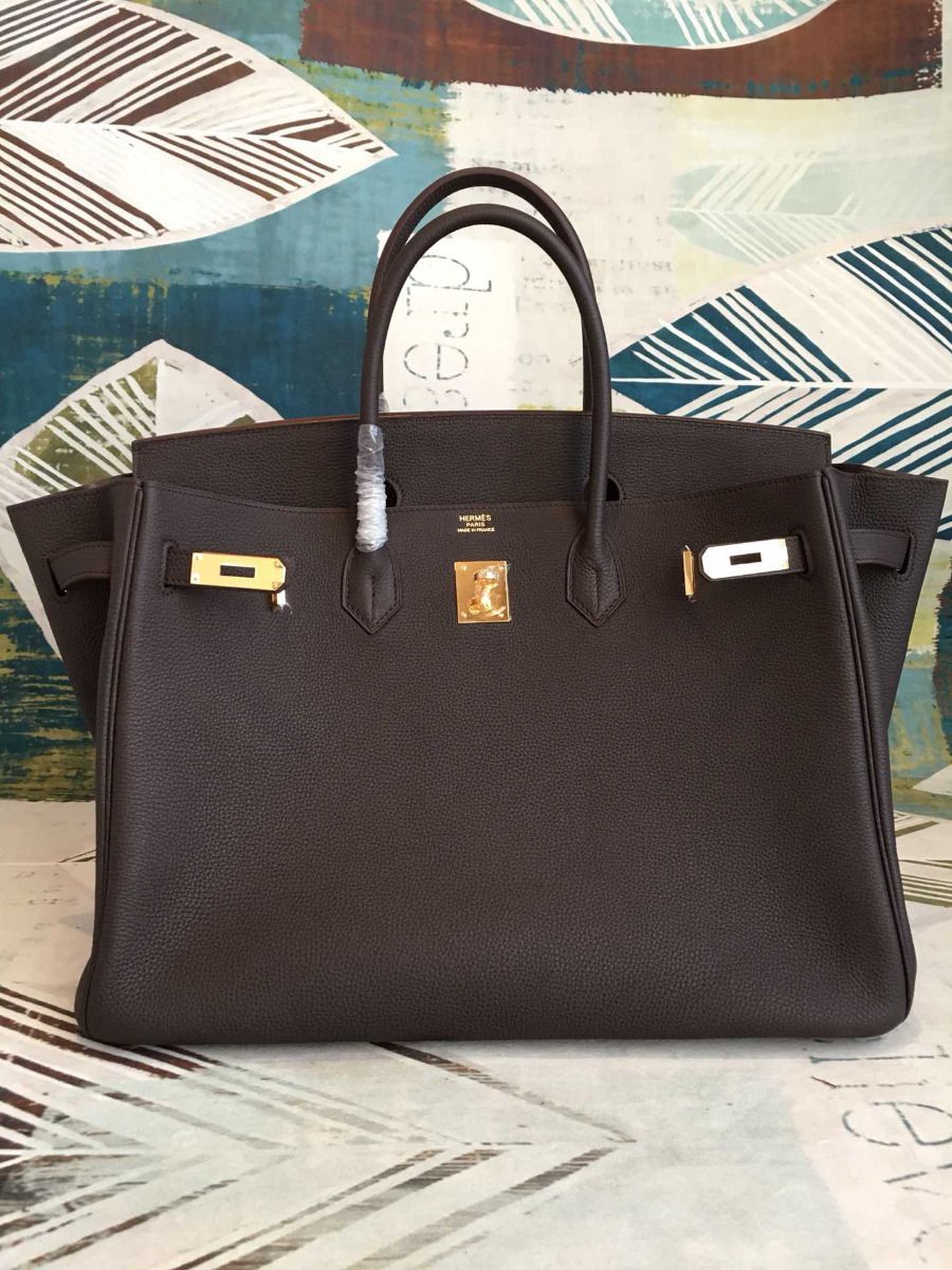 Hermes Birkin 40 Handmade Bag In Chocolat Clemence Leather - Image 4