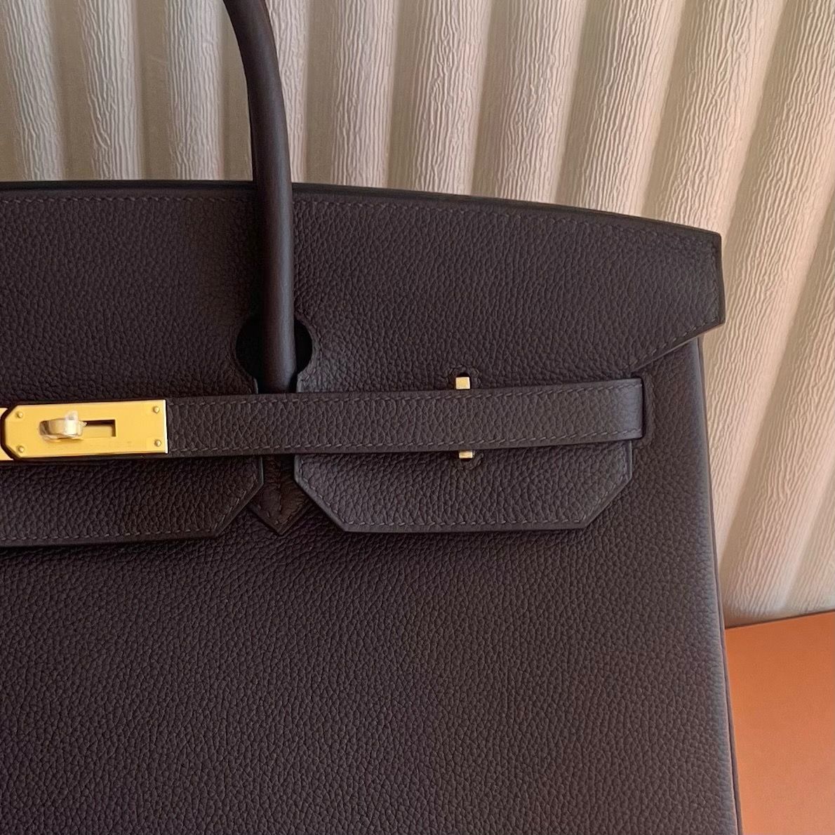 Hermes Birkin 40 Retourne Handmade Bag in Ebene Clemence Leather