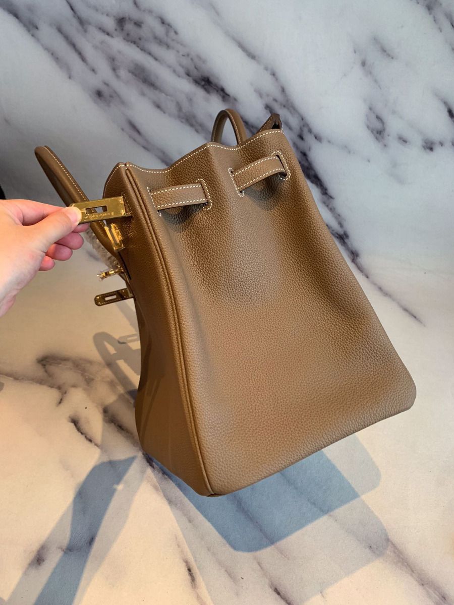 Hermes Birkin 40 Handmade Bag In Taupe Clemence Leather - Image 9