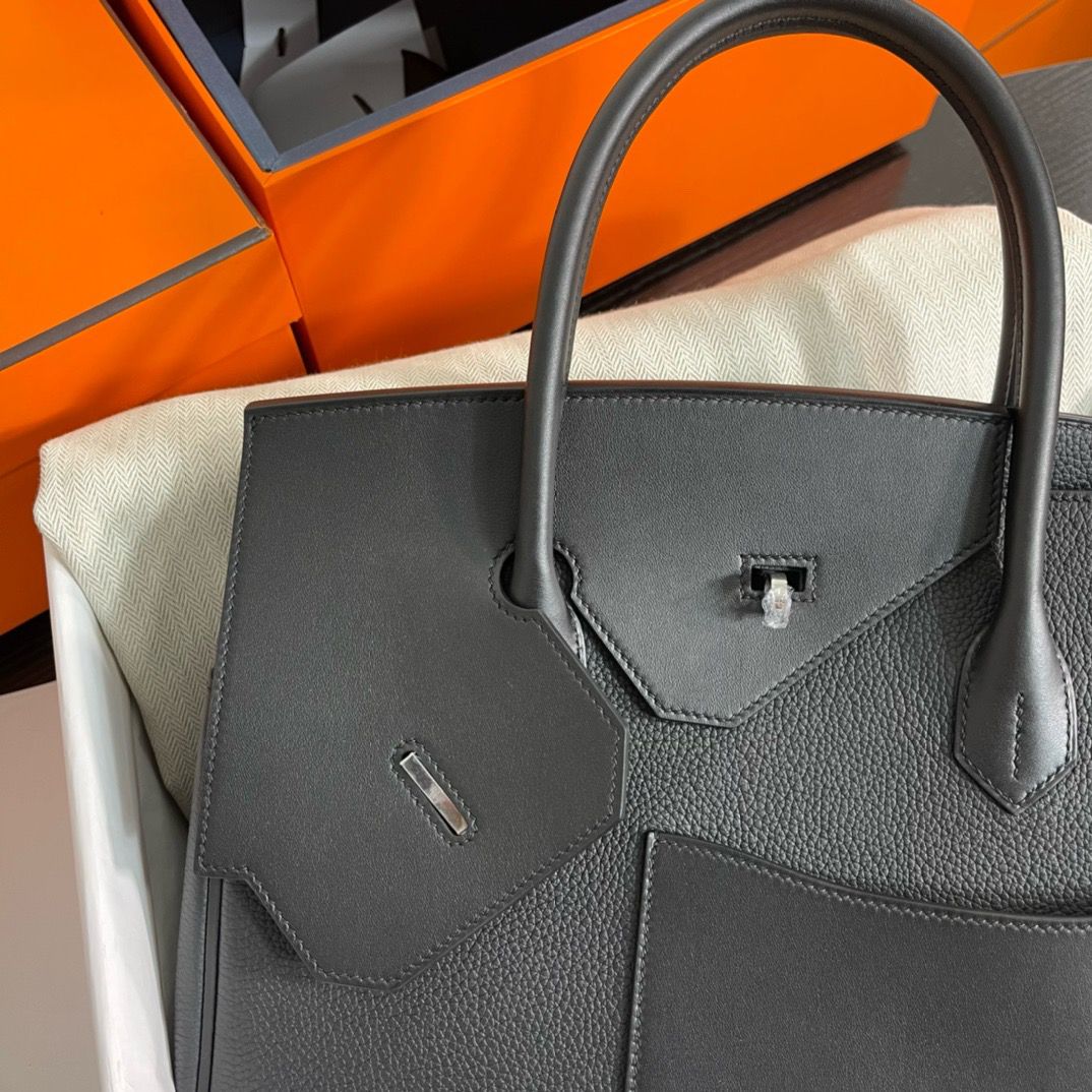 Hermes Birkin 30 en Desordre Bag in Black Swift and Clemence Leather - Image 4