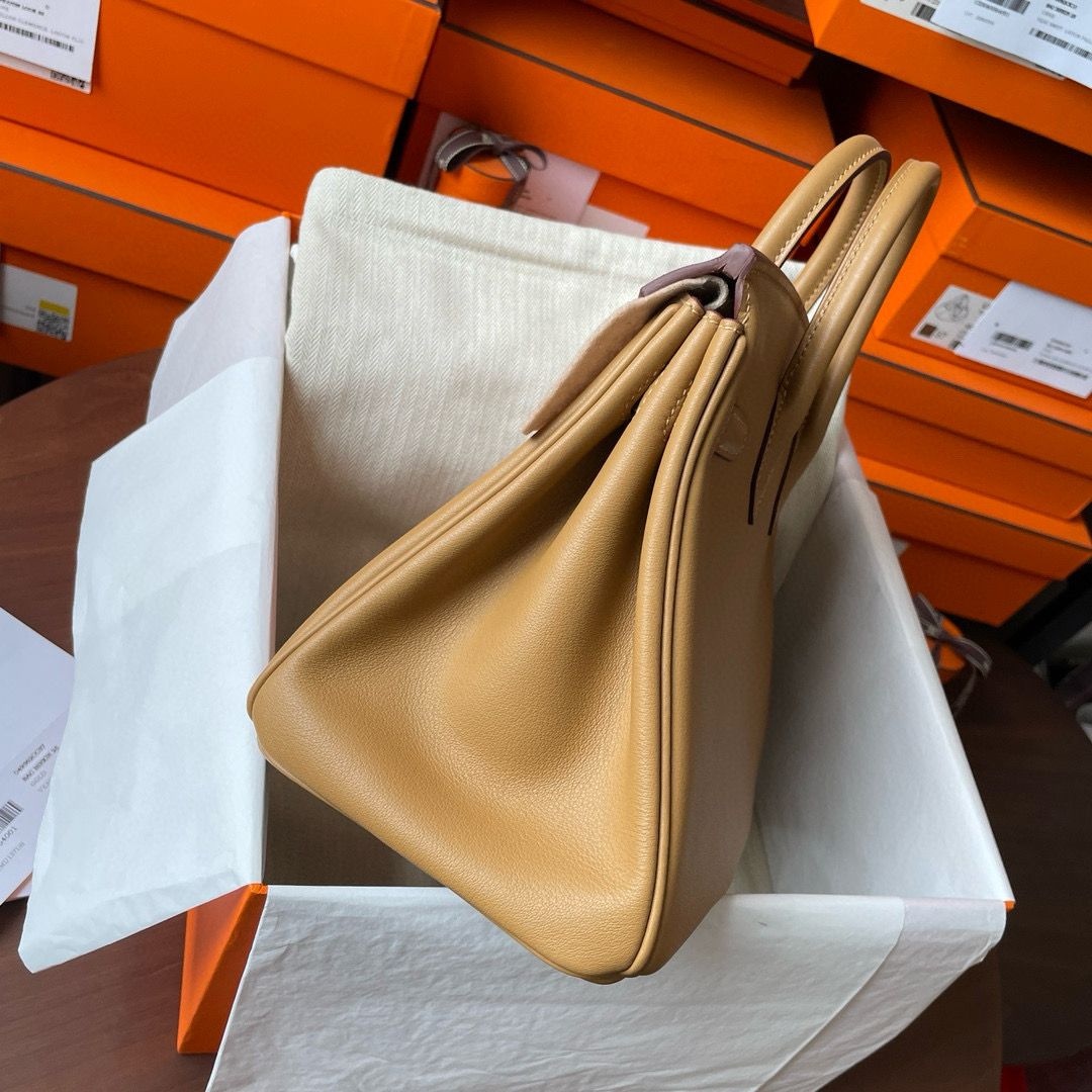Hermes Birkin Inside Out 25 Bag in Biscuit Swift Calfskin - Image 7