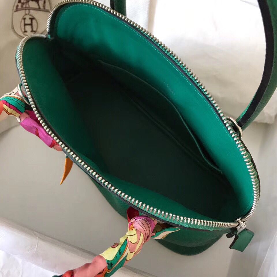 Hermes Bolide 31 Handmade Bag In Vert Vertigo Clemence Leather - Image 8