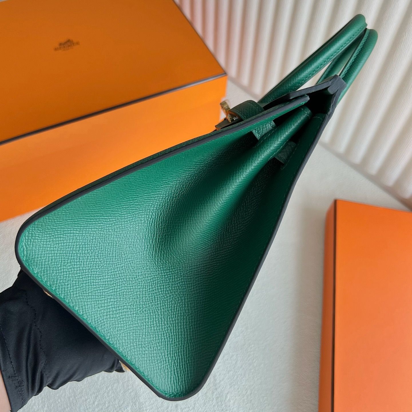 Hermes Birkin 25 Sellier Handmade Bag in Vert Moyen Epsom Calfskin - Image 4