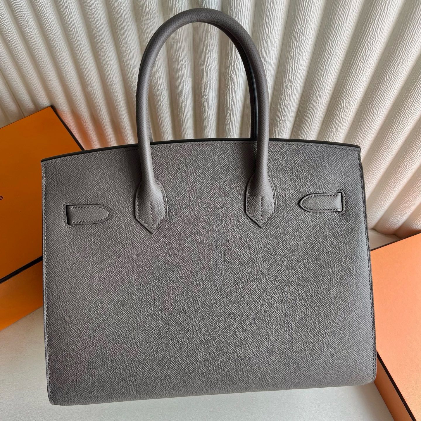 Hermes Birkin 30 Sellier Handmade Bag in Etain Epsom Calfskin - Image 6
