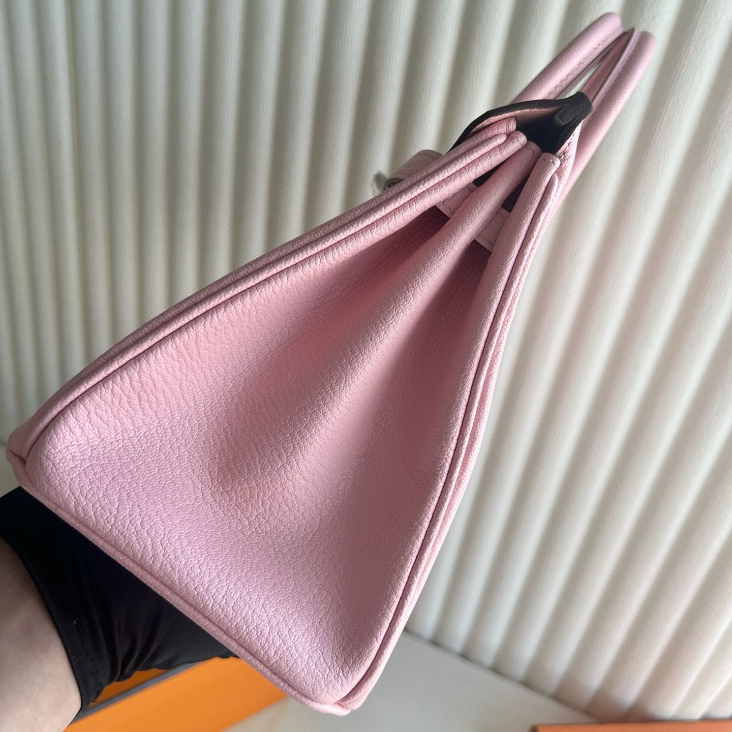 Hermes Birkin 25 Verso Retourne Handmade Bag in Pink Chevre Mysore Goatskin - Image 4